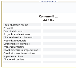 CartelloPronto – strumento gratuito per la redazione dei cartelli di cantiere